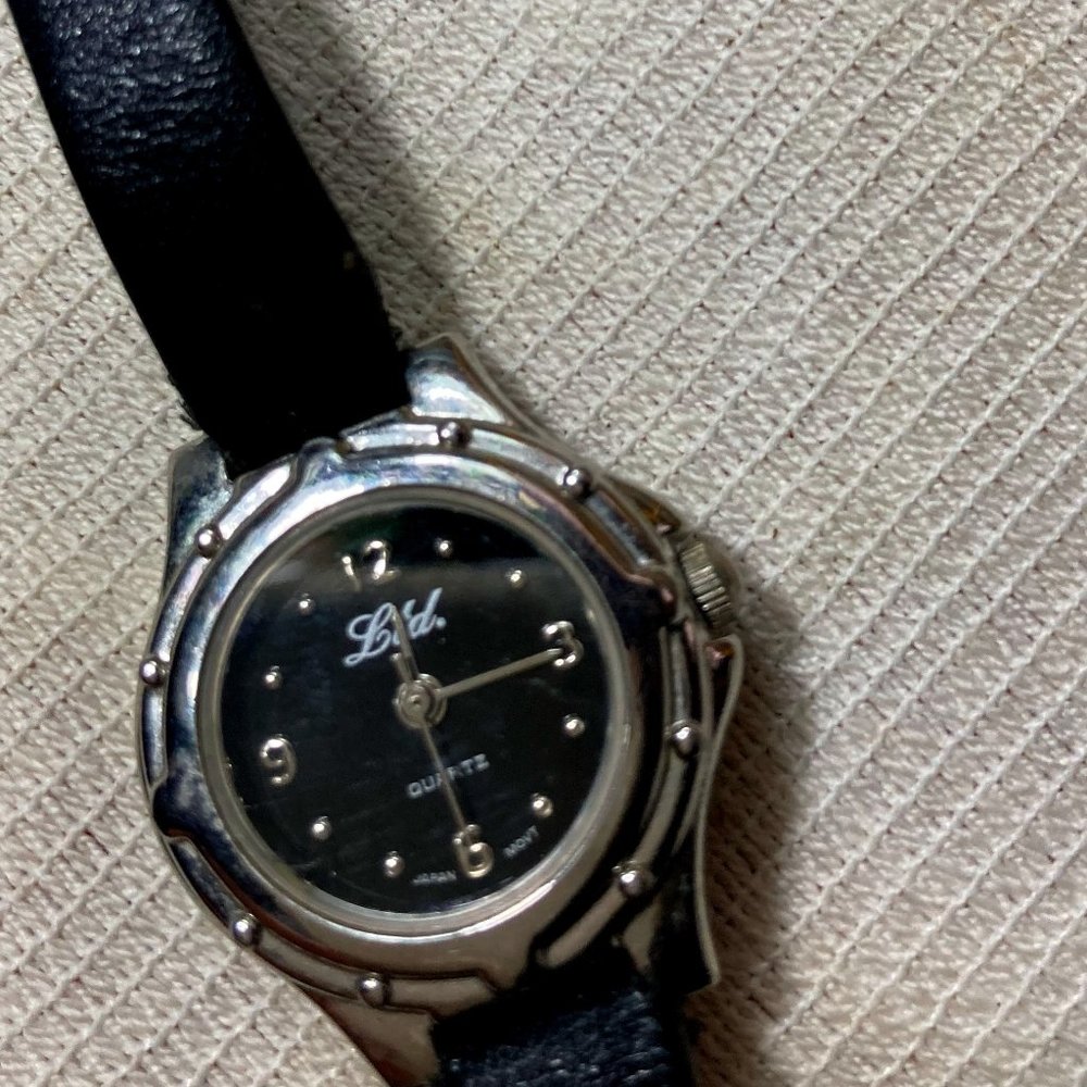 LTD Black Leather Straps Watch